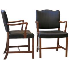 Pair of 1946 Armchairs by Ole Wanscher in Cuban Mahogany and Original Horsehair 5
