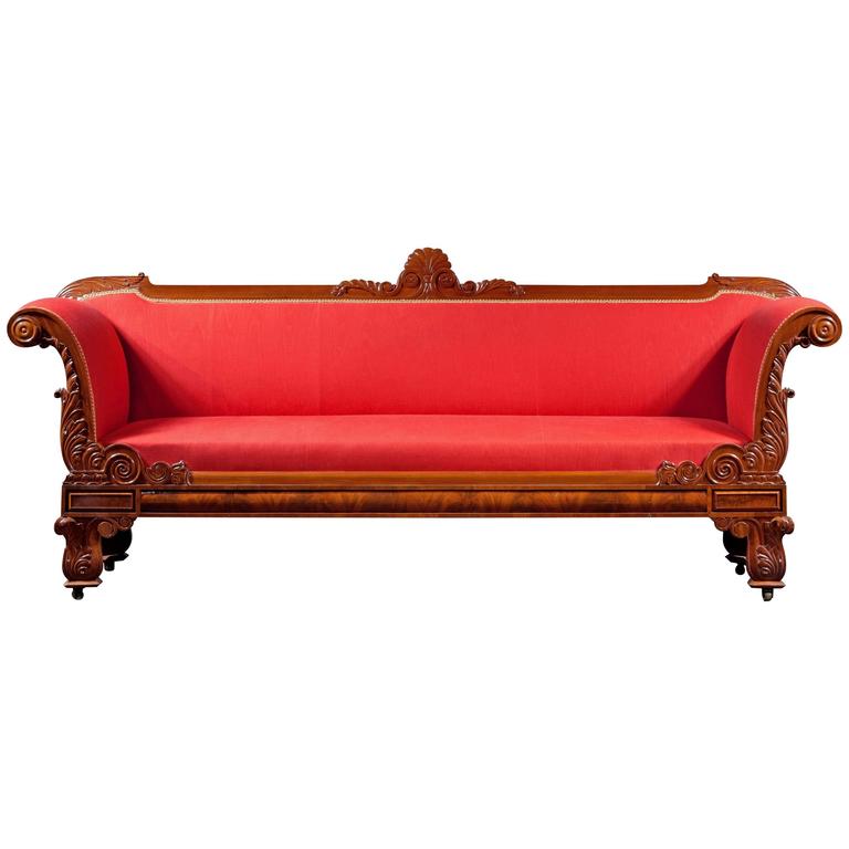 Fine Carved Mahogany Grecian Sofa For Sale at 1stdibs