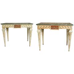 Highly Decorative Pair of Early 20th Century Italian Painted Console Tables 3