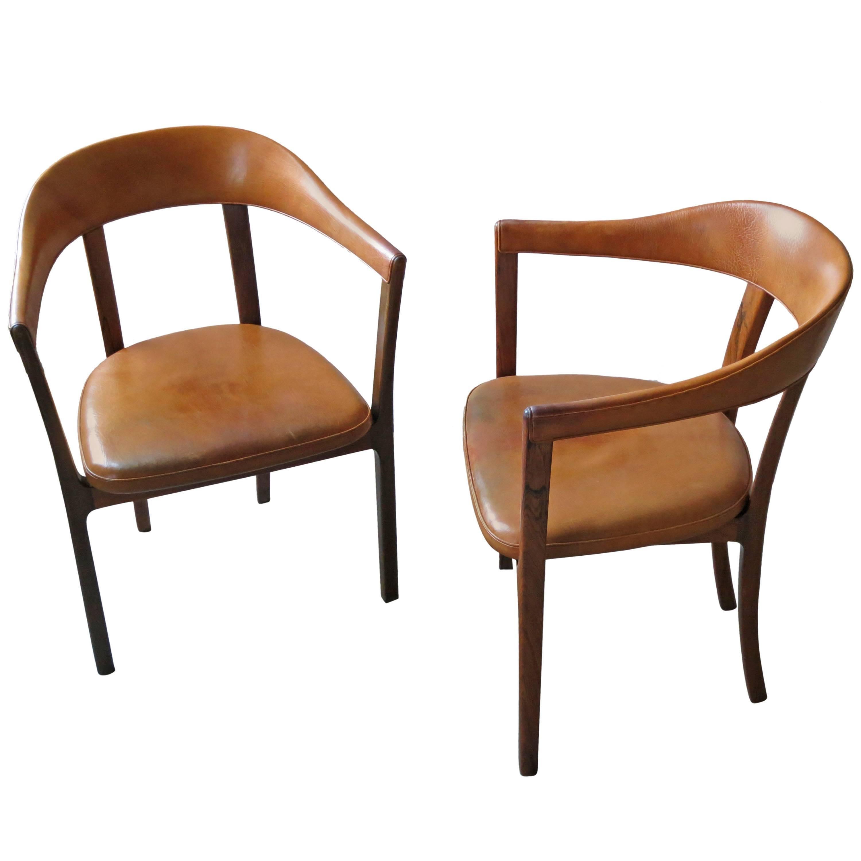 Ole Wanscher, Pair of Armchairs in Brazilian Rosewood and Nigerian Goatskin For Sale