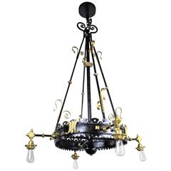 Gothic Style Iron Fixture from the Aesthetic Movement Four-Light