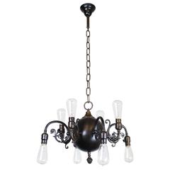 Antique Transitional Style Eight-Light Electric Fixture, 1915