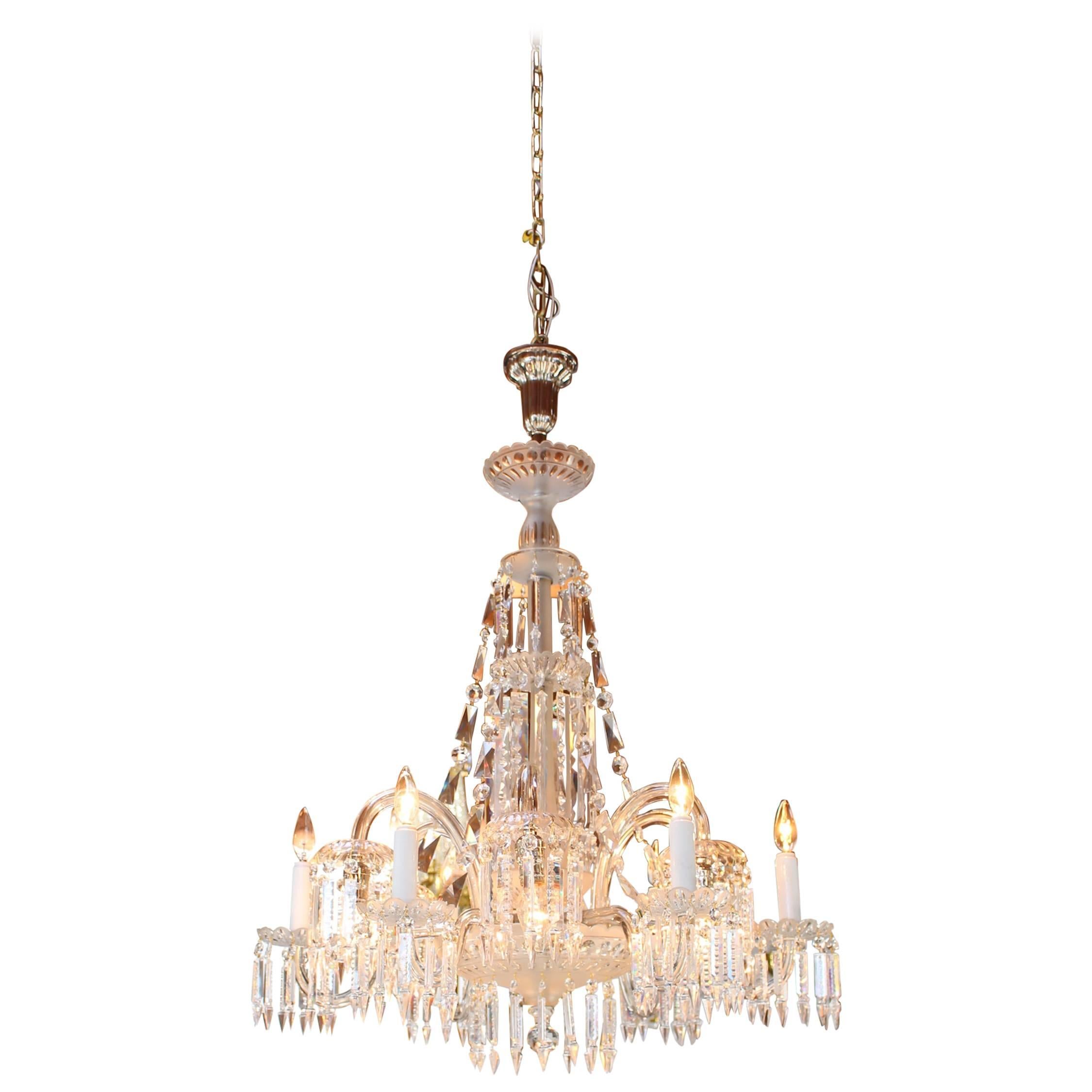 Mitchell Vance Combination Gas-Electric Crystal Chandelier, circa 1900 For Sale