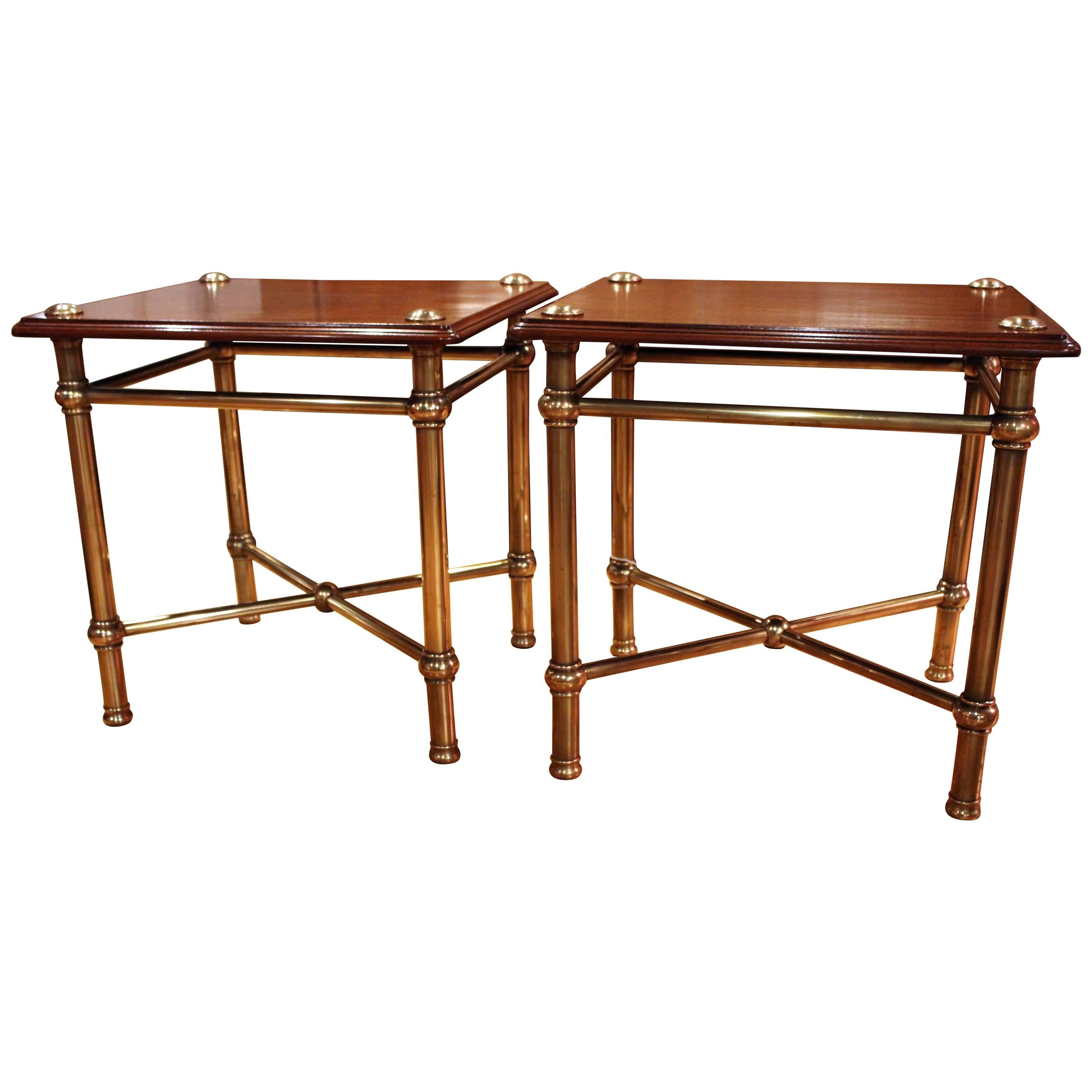 Pair of English Mahogany and Brass Trolleys For Sale