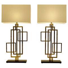 Geometric Pair of Romeo Rega Table Lamps