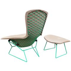 Bird Chair and Stool in Rare Green Finish Harry Bertoia for Knoll