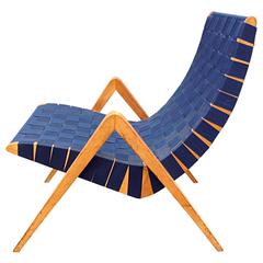 Vintage Webbed Scoop Lounge Chair with 'Compass' Legs