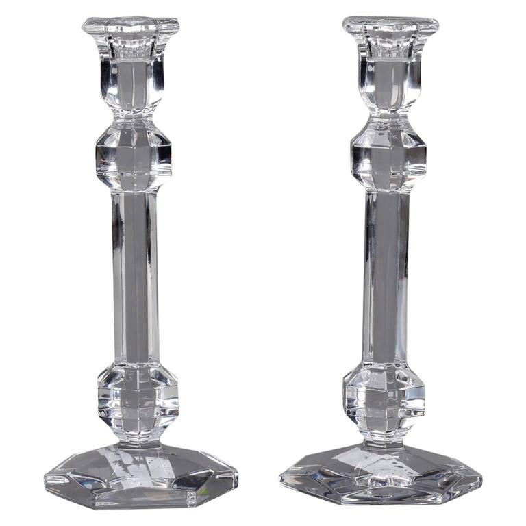 Pair Clear Crystal Signed Val Saint Lambert Candlesticks At 1stdibs Clear Crystal Signed Val Saint Lambert