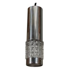Midcentury Chrome and Molded Glass Pendant Light 5