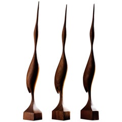 Set of Three Elegant Birds in Solid Teak, Denmark, 1960s