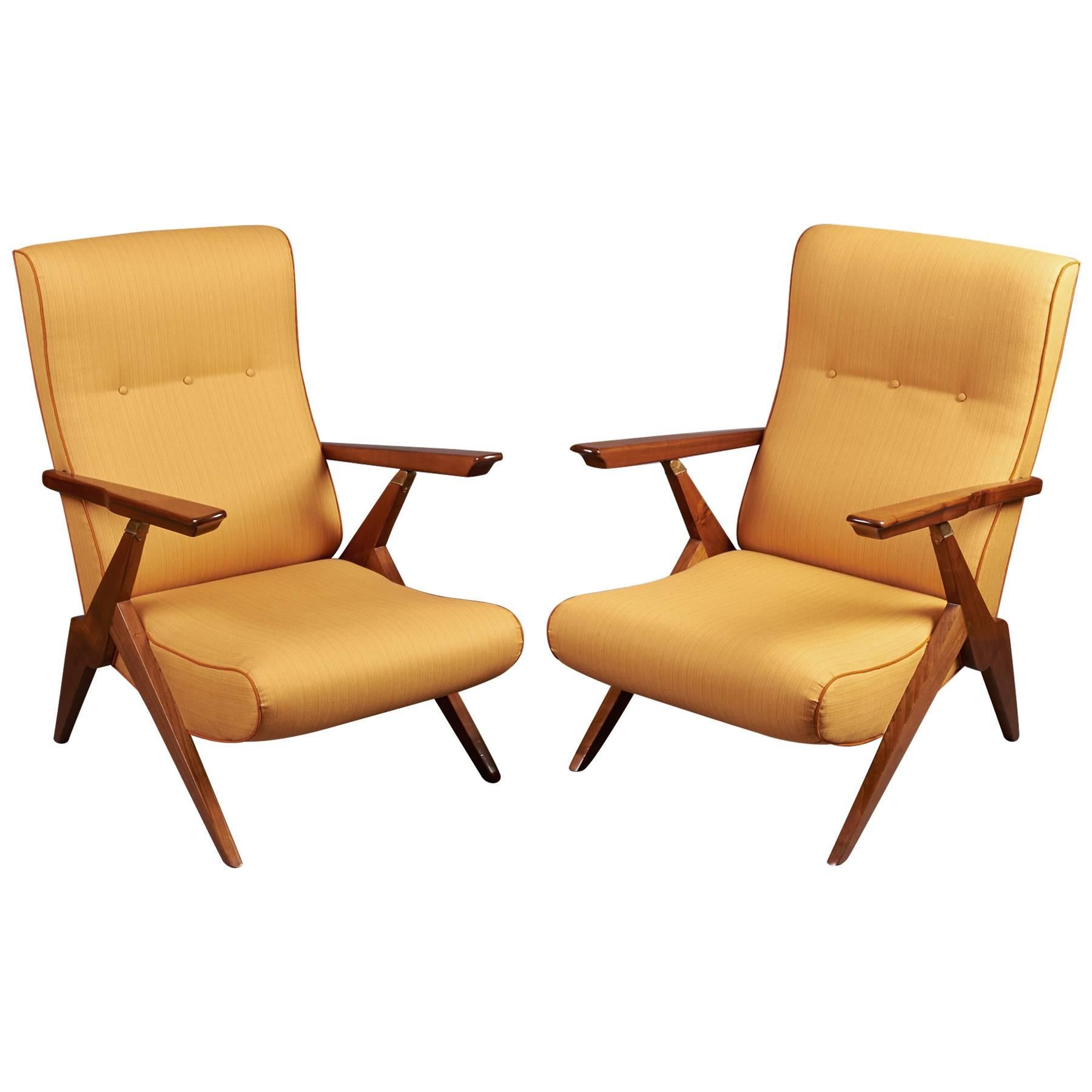 Pair of Reclining Armchairs, Italy 1950s