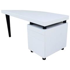 Architectural Italian Desk in Black and White Lacquer by Pace 4