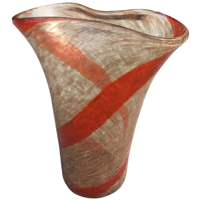 Large Fratelli Toso Glass Vase For Sale