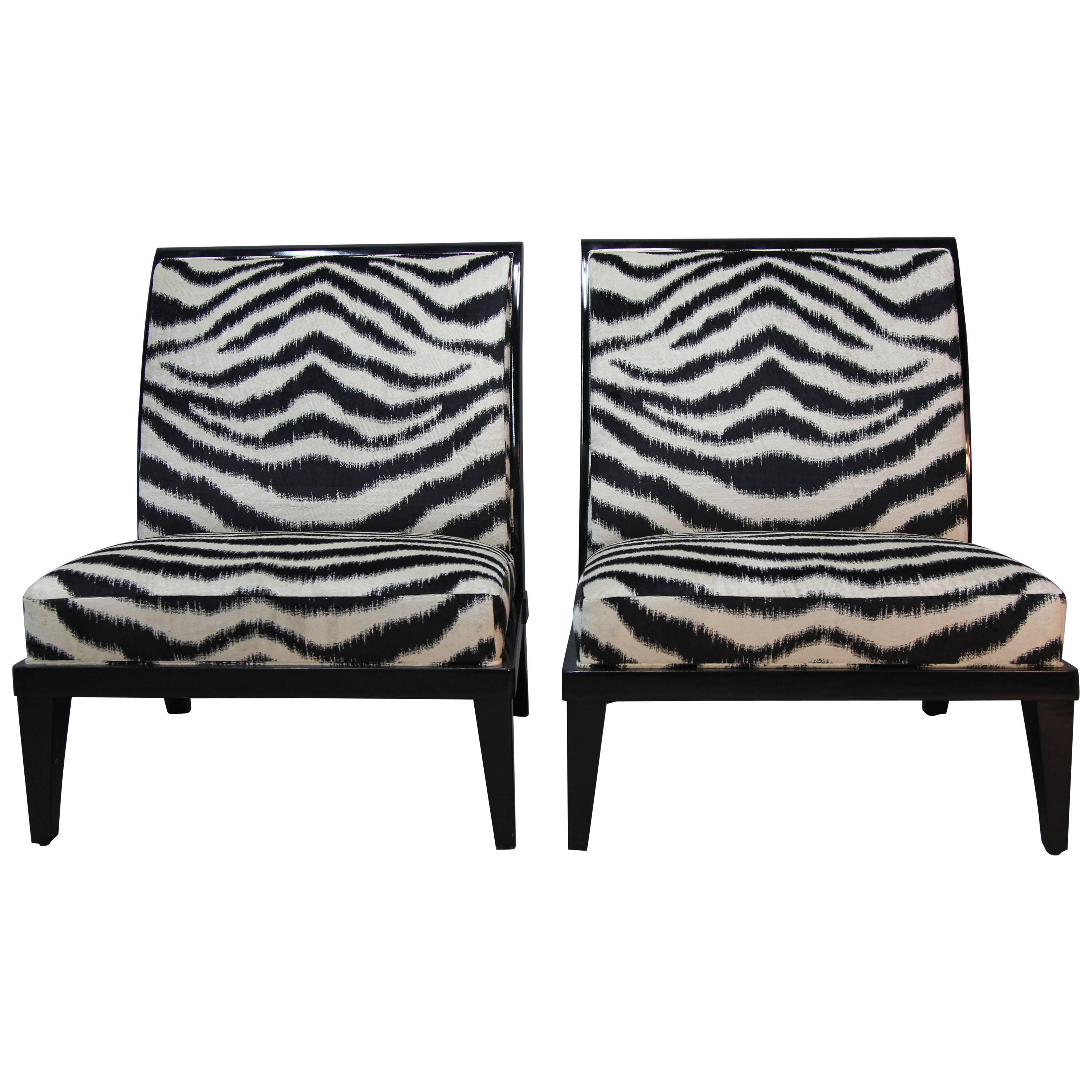 Pair of Holly Hunt Slipper Chairs in Amazing New Upholstery For Sale