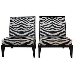 Pair of Holly Hunt Slipper Chairs in Amazing New Upholstery