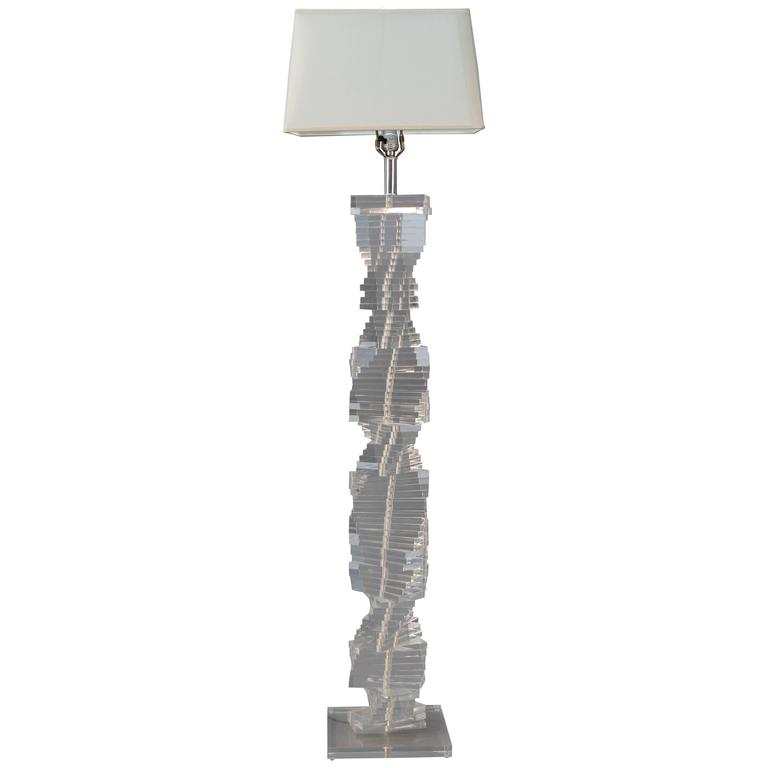 Stacked Lucite Floor Lamp For At, Lucite Floor Lamp Vintage