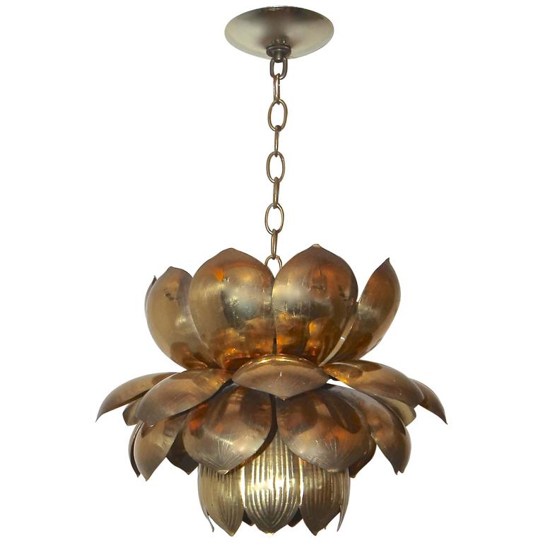 Large Rare Feldman Brass Lotus Chandelier Or Pendant At 1stdibs Large Rare Feldman Brass Lotus Chandelier Or Pendant For