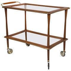Midcentury Brass and Walnut Bar Cart by Ico Parisi