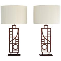 Pair of Post Modern Table Lamps by Sonneman