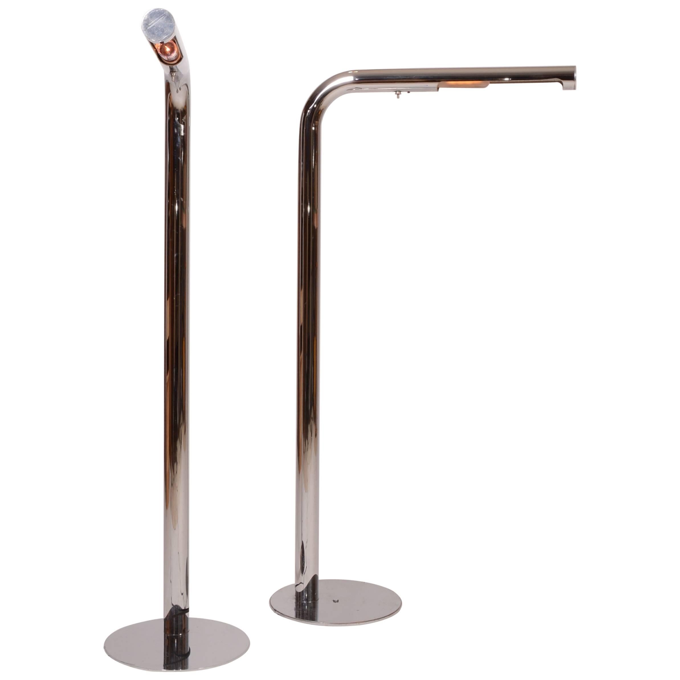 Pair of Polished Chrome Floor Lamp Designed by Robert Sonneman