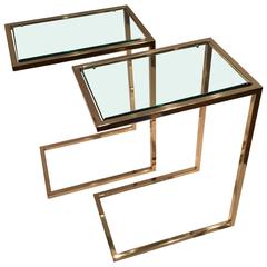 Pair of Brass and Glass Tables
