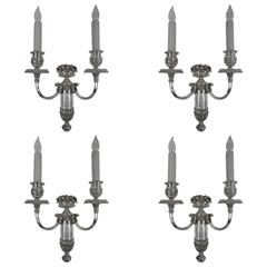 Four E. F. Caldwell Silver Plated Bronze Sconces 2