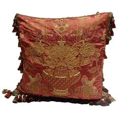 Antique Embroidered Pillows, Scalamandre Fabric