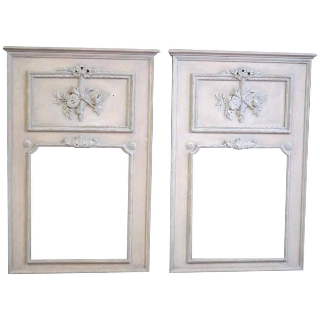 Pair of Vintage Trumeau Mirrors in Neoclassical Style