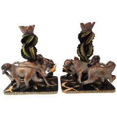 Handmade and One of a Kind Pair of Candlesticks by Ardmore from South Africa