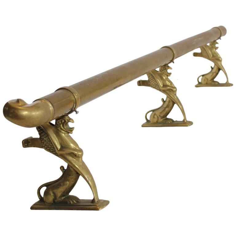 Vintage Brass Footrest with Winged Griffins at 1stDibs