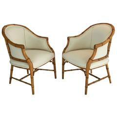 Antique Pair of Faux Bamboo Armchairs