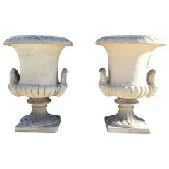 Antique Pair of English Terra Cotta Garden Urns by J. Stiff and Sons