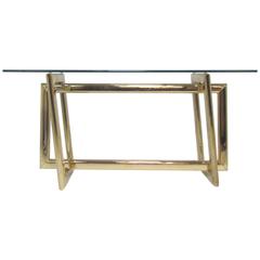 Mid-Century Brass "Puzzle" Console or Sofa Table