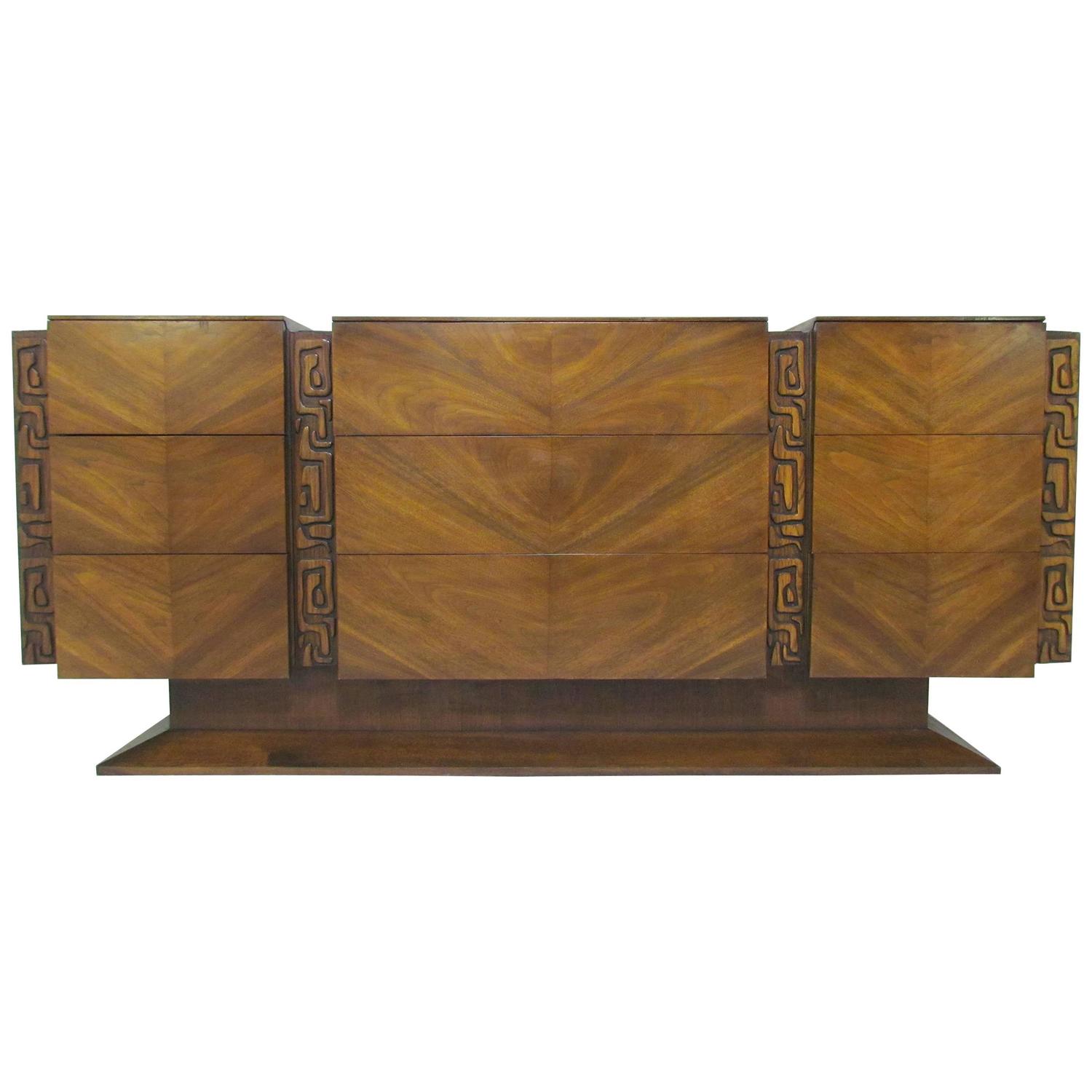 Brutalist MidCentury NineDrawer Dresser by United Furniture Co. at
