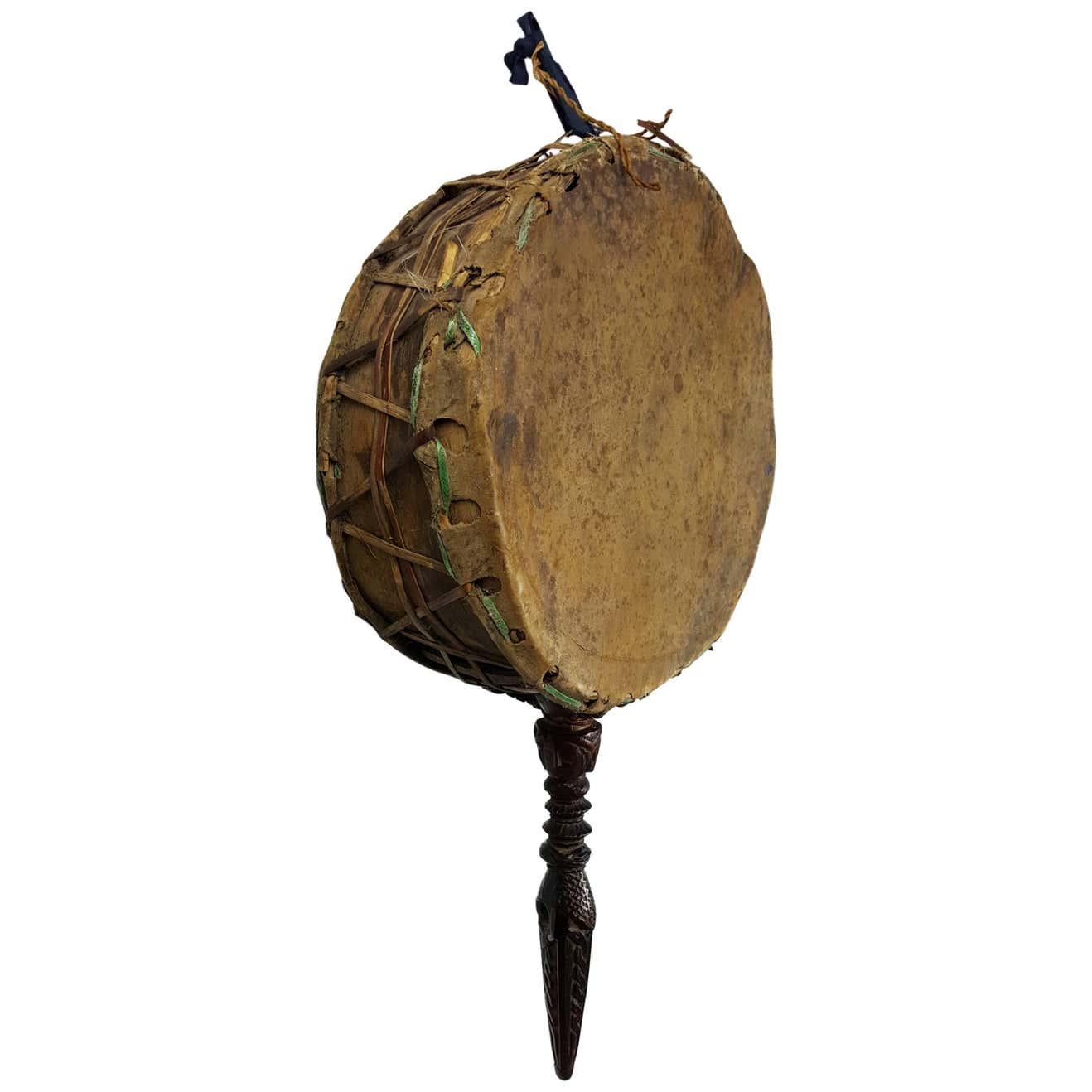 Huge Dhangro Dhami Drum Shaman Medicine Healing Tibetan Buddhist Phurba ...