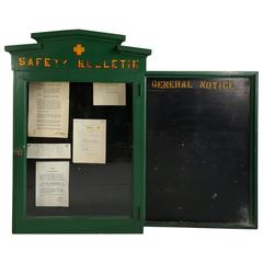 Large Antique Industrial Safety Bulletin Cabinet, Bethleham Steel