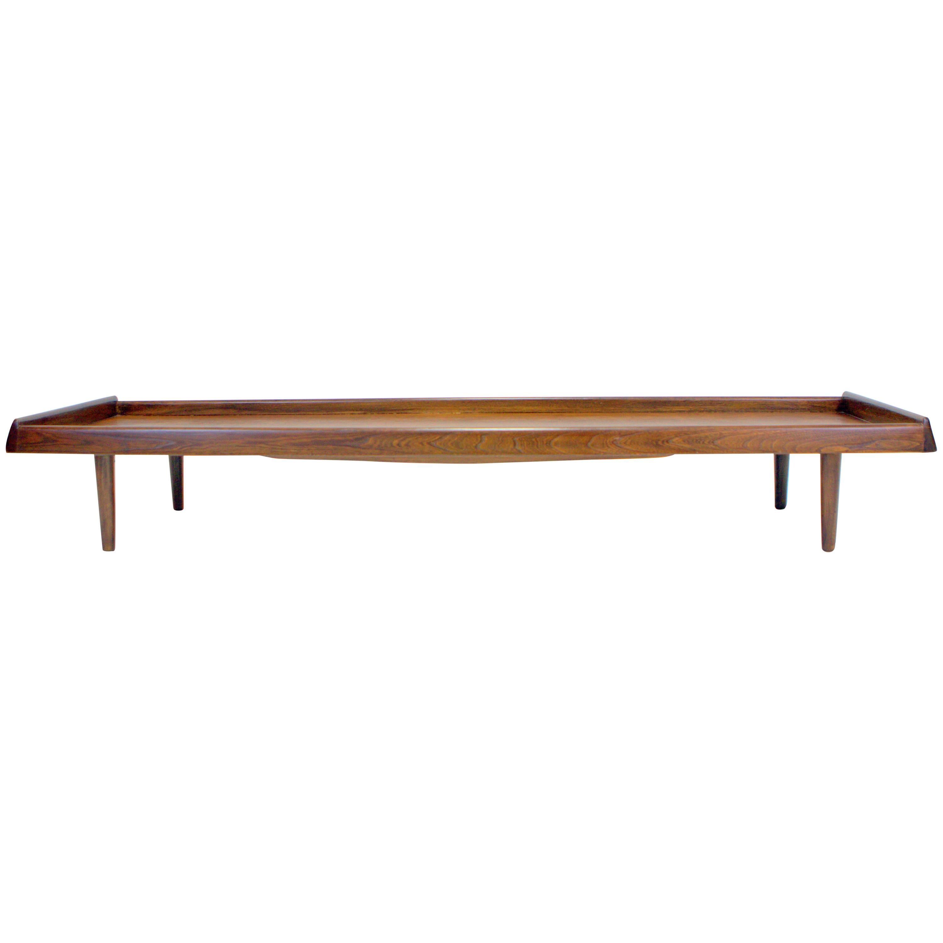 Mid-Century Long and Low Walnut Cocktail Table or Bench