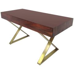 Rare X-Base Campaign Desk in Rosewood by Milo Baughman