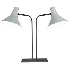 Vintage Gunmetal Double Light Nessen Table or Desk Lamp