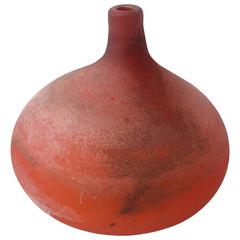 Orange Cenedese Scavo Murano Glass Vase
