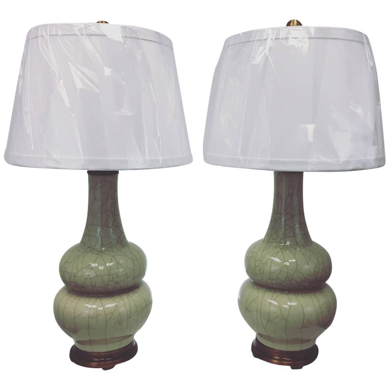 Vintage Celadon Lamps by Wildwood