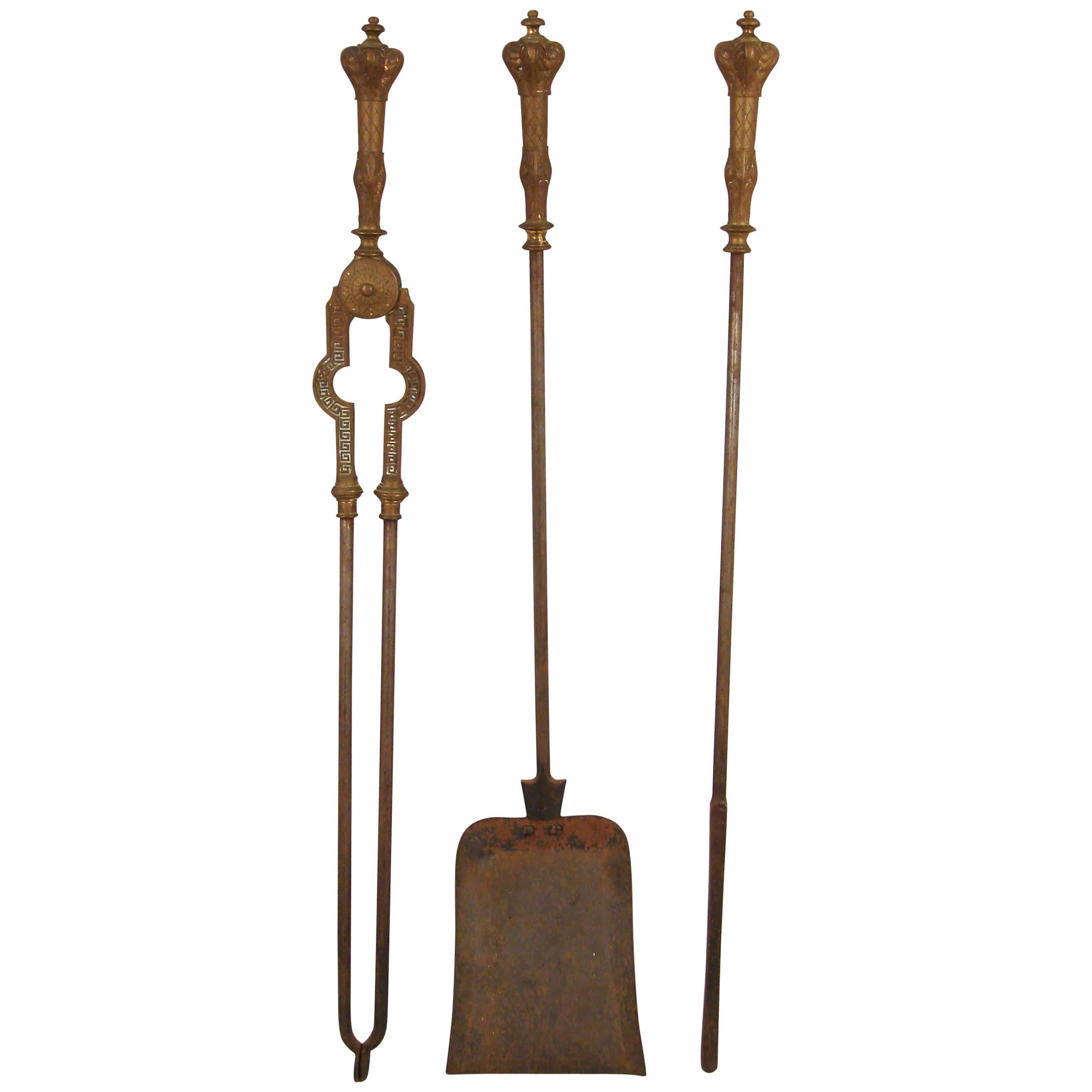 Victorian Brass and Steel Fire Tools
