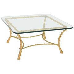 French Modern Gilt Bronze Low Table, Attributed to Maison Baguès