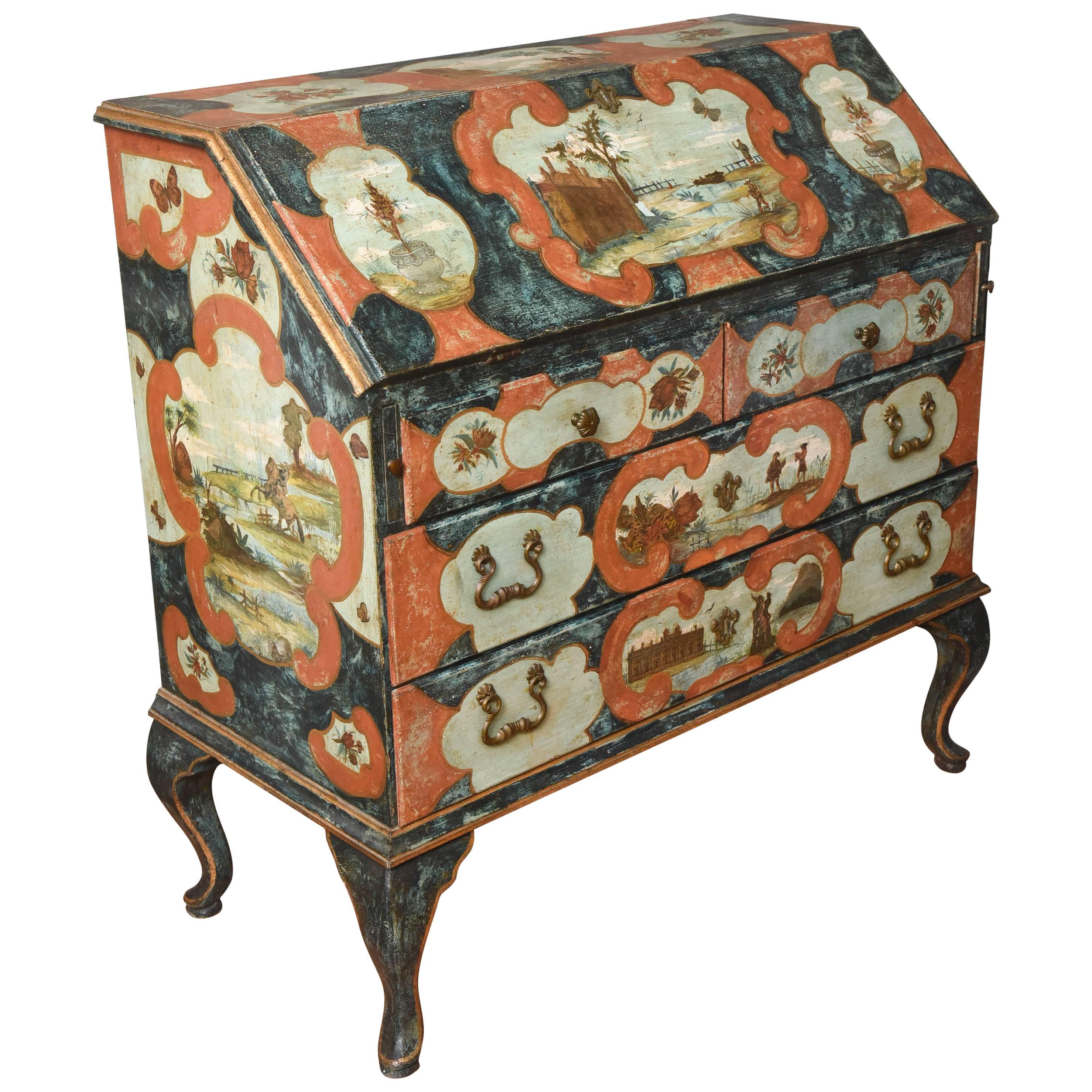 Italian Painted and Decoupage Secretaire