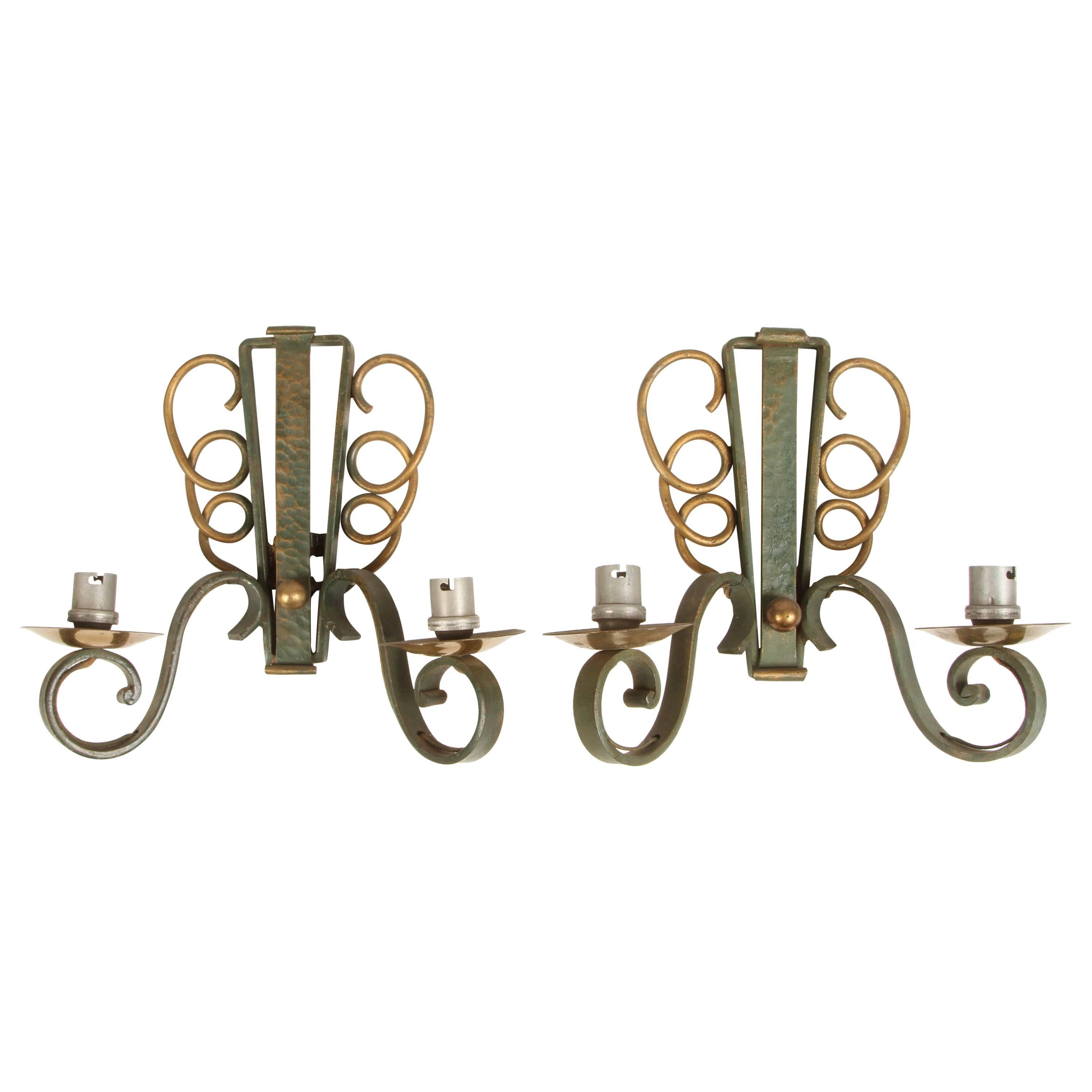 Pair of Tall Streamline Art Deco Bathroom Wall Sconces at 1stDibs