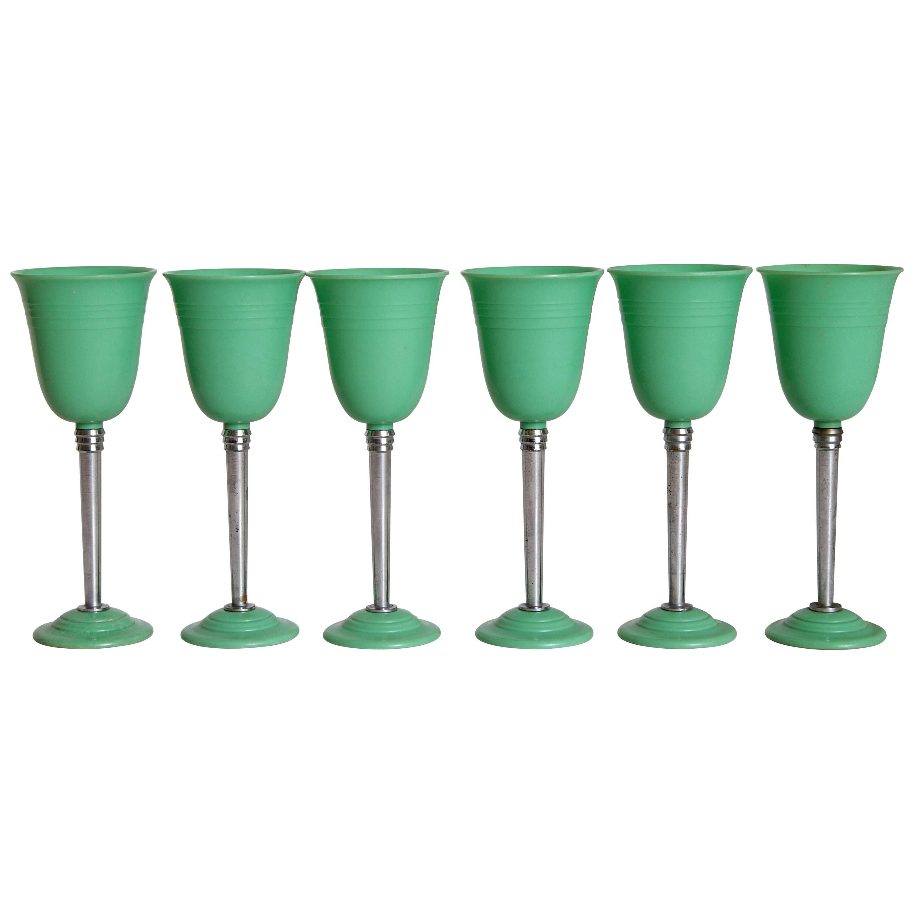 Machine Age Art Deco Nudawn Van Doren & Rideout Stemware Set for National Silver For Sale 3