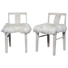 Shagreen Covered Chairs with Mongolian Lamb Seats