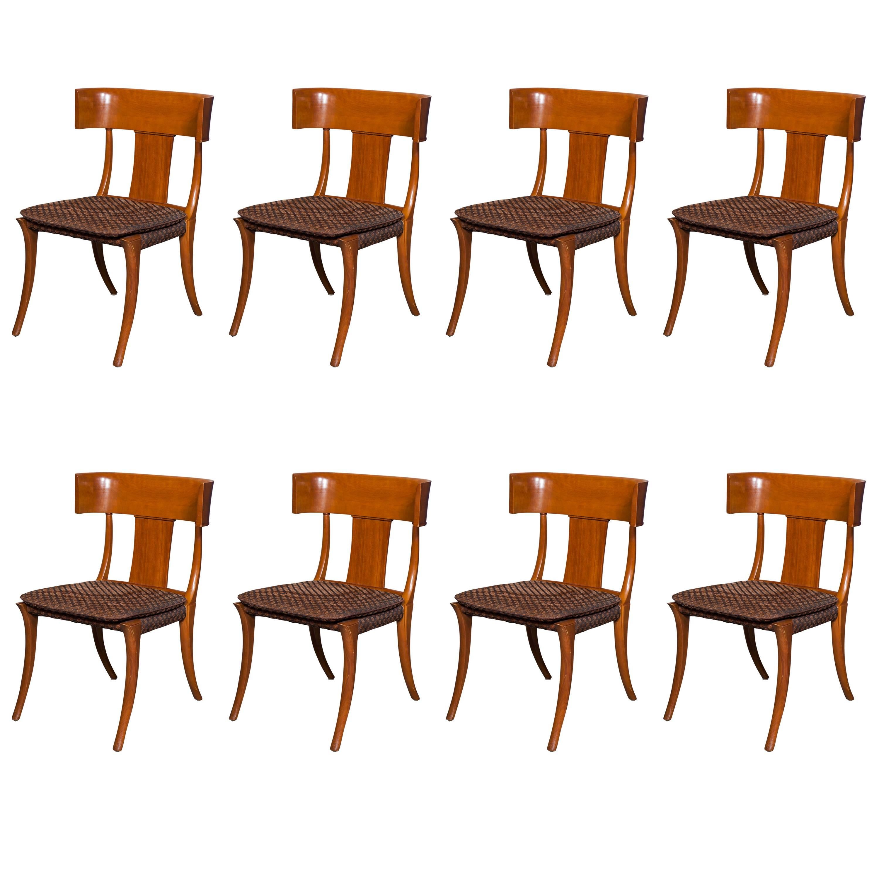 Set of Eight Klismos Chairs in the Style of Robsjohn-Gibbings