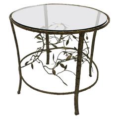 Delicate Floral Brass Coffee Table in the Manner of Giacometti