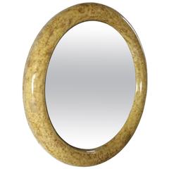 Faux Tortoise Round Mirror in the Manner of Karl Springer 8